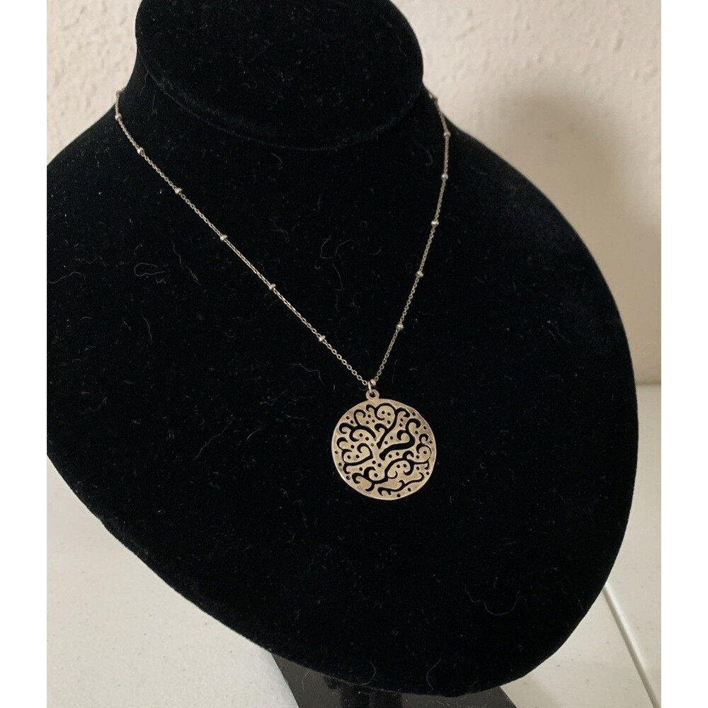 Silpada Cut Above N2328 Necklace Sterling Silver Filigree Disc Beaded Chain 18”